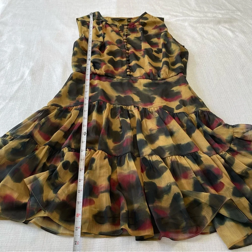 TED BAKER DRESS ELVINIA ANIMAL PRINT BUTTON UP GGT MINI DRESS BROWN. Size 2 - Picture 12 of 12